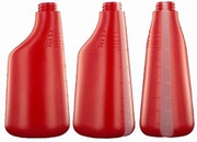 Fles 600 ml polyethyleen rood met schaalverdelingen 1st